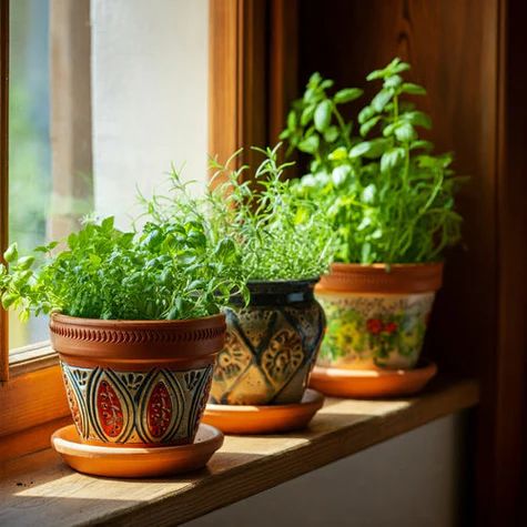 Decorative herbs in a planter